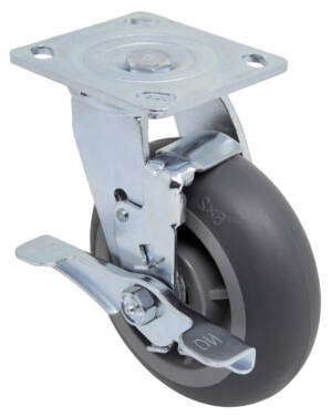 6” Polyurethane - Sealed Bearing Swivel Caster w/ Brake Kit 450lb Capacity
