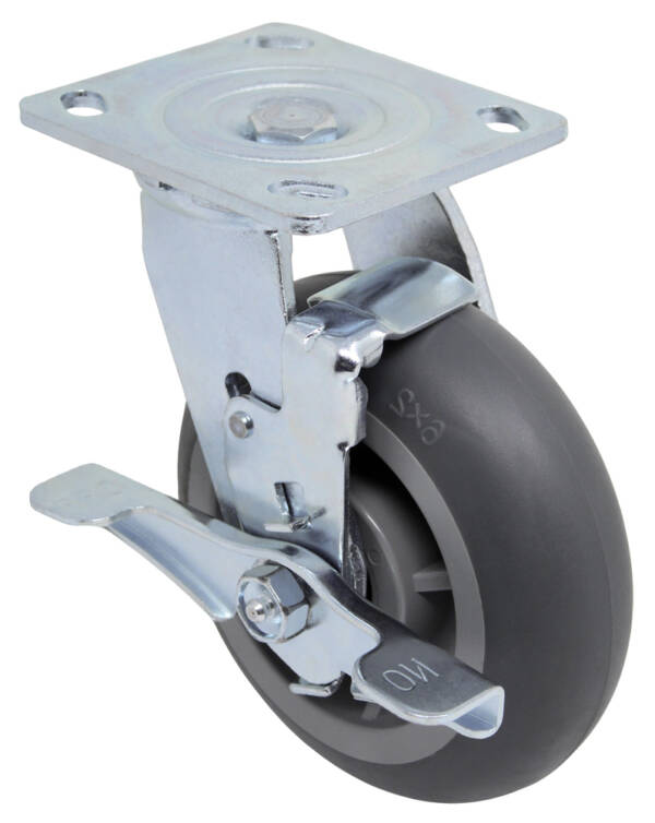 6” Polyurethane - Sealed Bearing Swivel Caster w/ Brake Kit 450lb Capacity