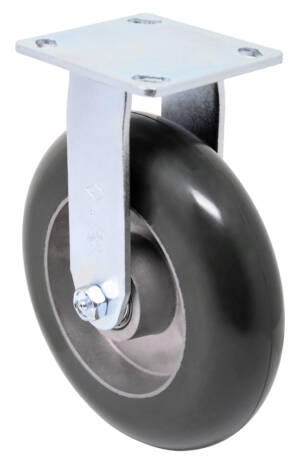 6” Cushion Rubber Wheel Rigid Caster for Cobble Stone on Bumpy Surfaces 450lb Capacity