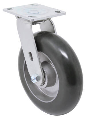 6” Cushion Rubber Wheel Swivel Caster for Cobble Stone on Bumpy Surfaces 450lb Capacity