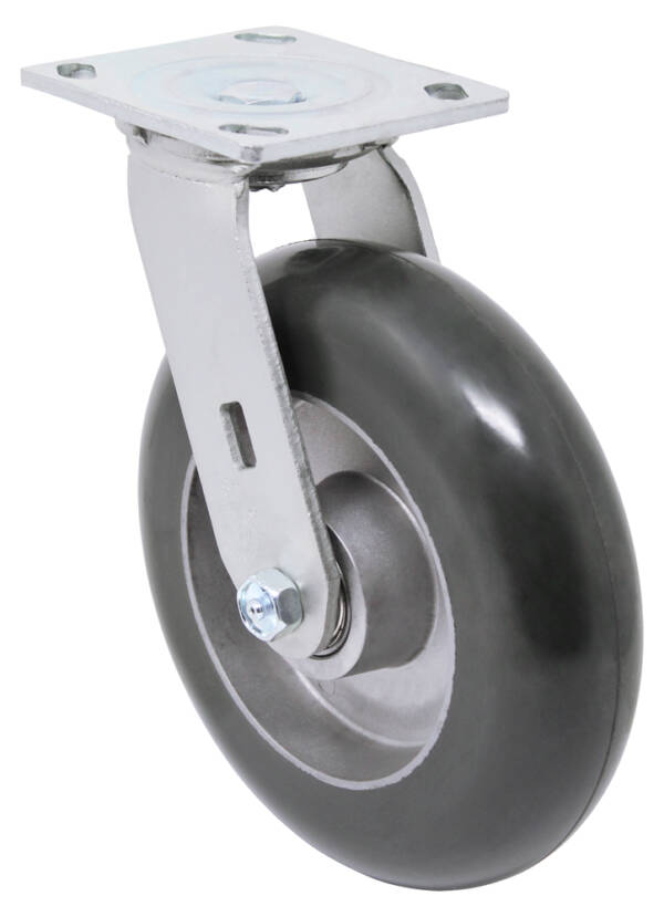 8” Cushion Rubber Wheel Rigid Caster for Cobble Stone on Bumpy Surfaces 450lb Capacity