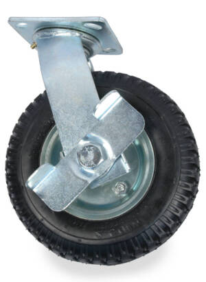 8” Pneumatic Bellman Cart Swivel Caster w/ Brake Kit Air Filled 350lb Capacity