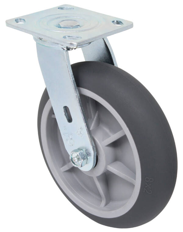 8” Thermo Rubber Swivel Caster 550 lbs. Capacity